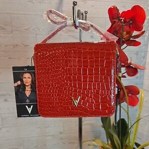 Vanessa Williams Red Croc-Embossed Crossbody Bag